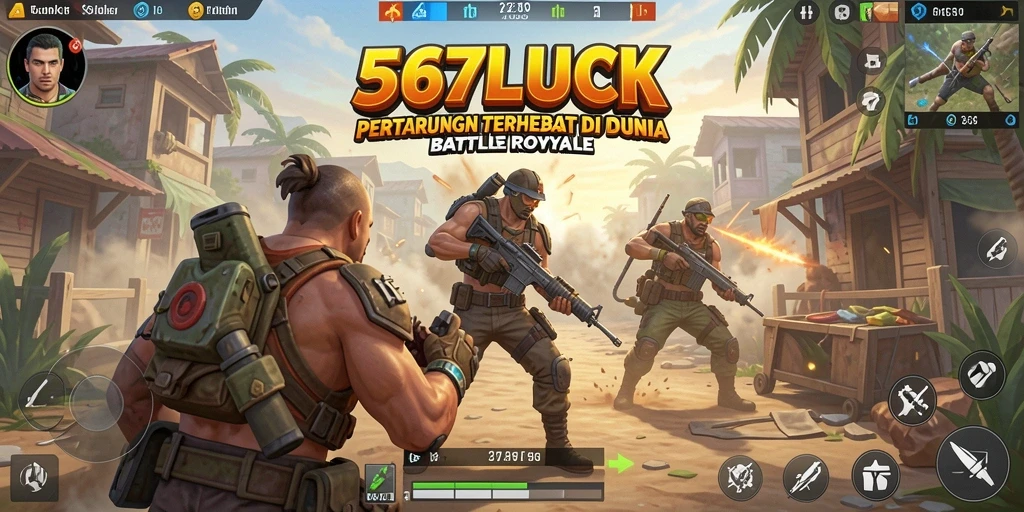 Tampilan mendebarkan dari gameplay Battle Royale 567LUCK.