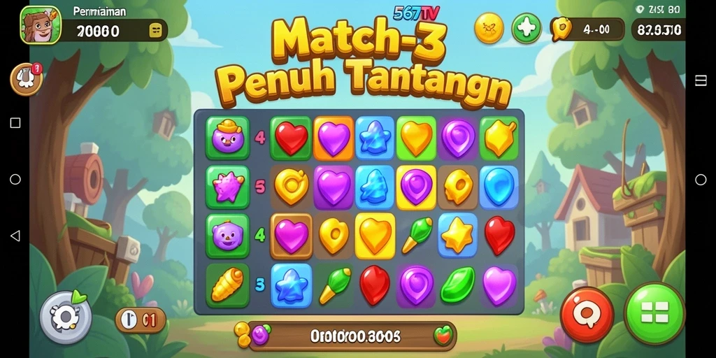 Tampilan gameplay Match-3 yang seru di 567TV.