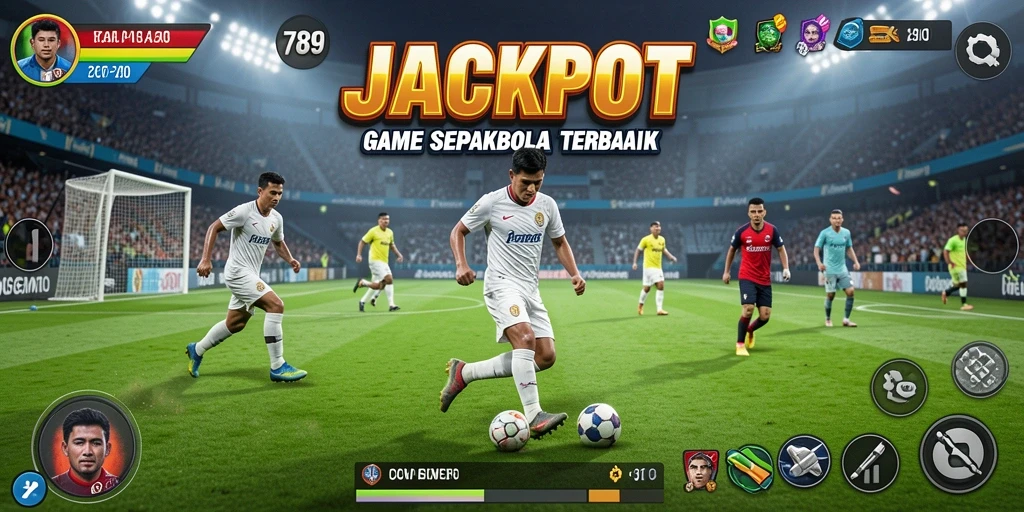 Screenshot utama 789JACKPOT menampilkan aksi seru di lapangan sepakbola.