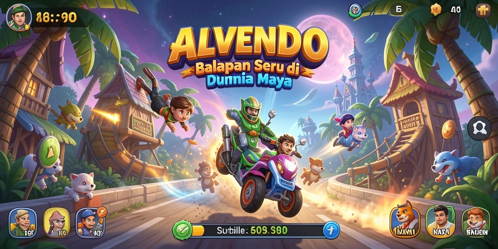 Screenshot utama ALVENDO menampilkan aksi balapan yang mendebarkan.