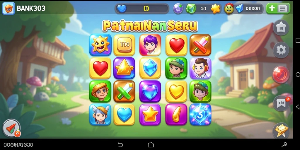 Screenshot permainan BANK303 dengan gameplay Match-3 yang mendebarkan.