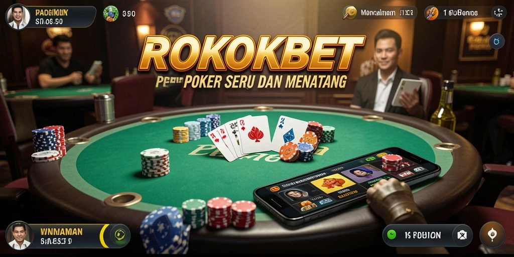 Screenshot gameplay ROKOKBET yang menunjukkan suasana bermain poker.