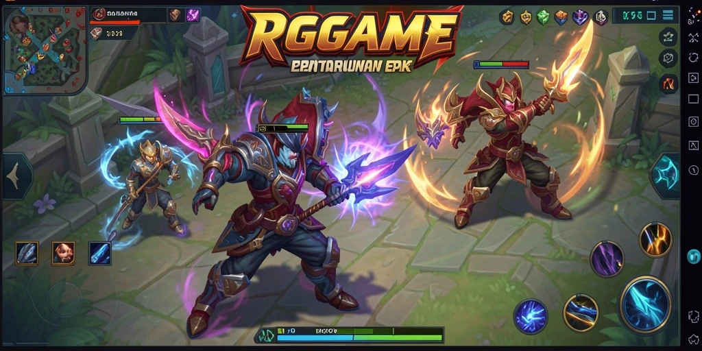 Screenshot menunjukkan aksi seru karakter dalam RPGAME di arena MOBA.