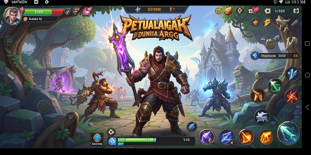 Screenshot gameplay VANTAIDN menampilkan pertarungan epik dan berbagai karakter.